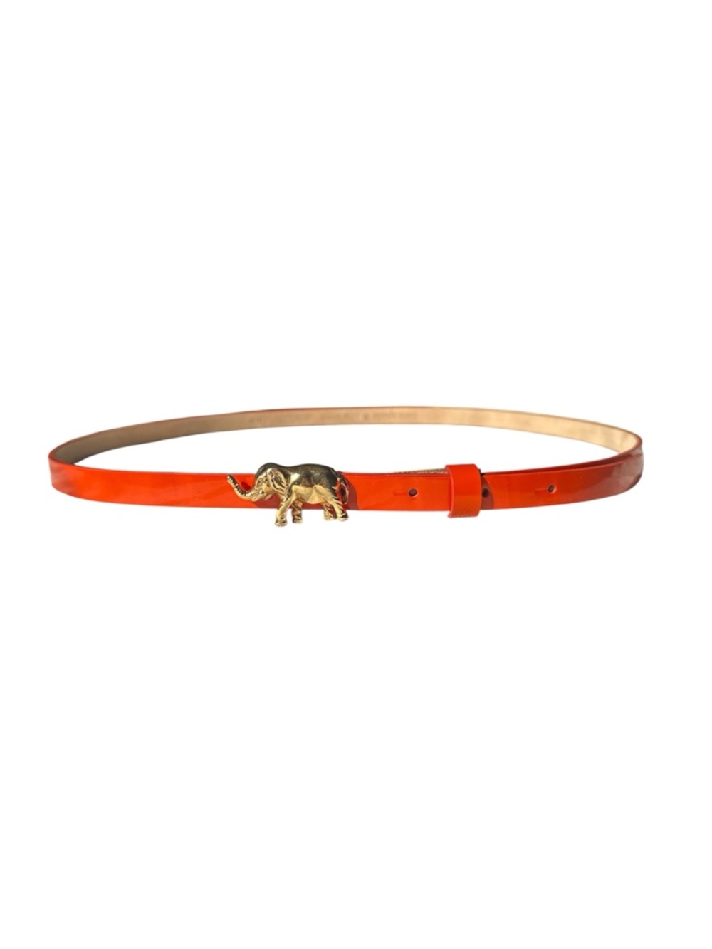 Kate Spade Gold Elephant Buckle Orange Leather Belt size S/M